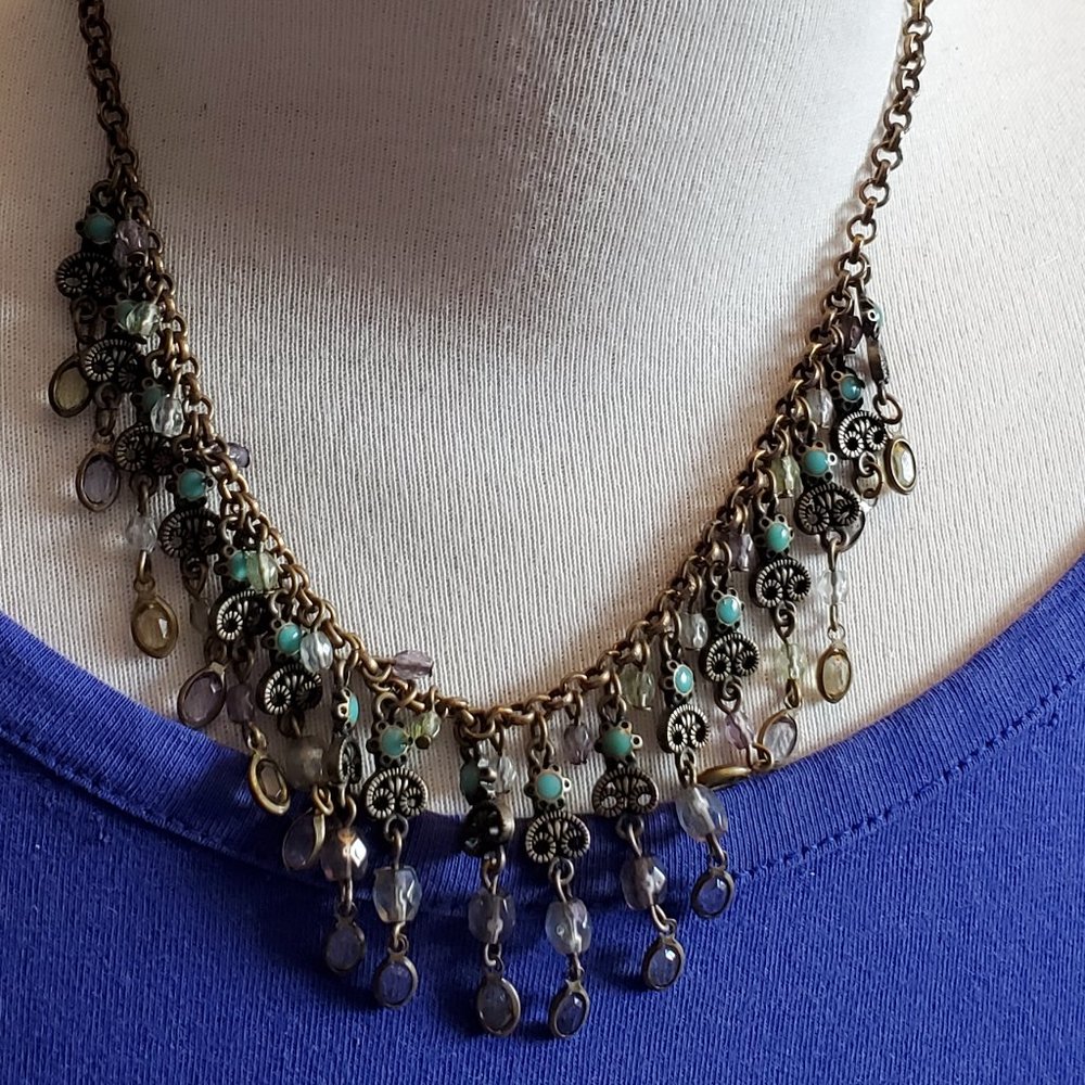 16" Bronze Tone Collar Style Tassel Necklace Avon